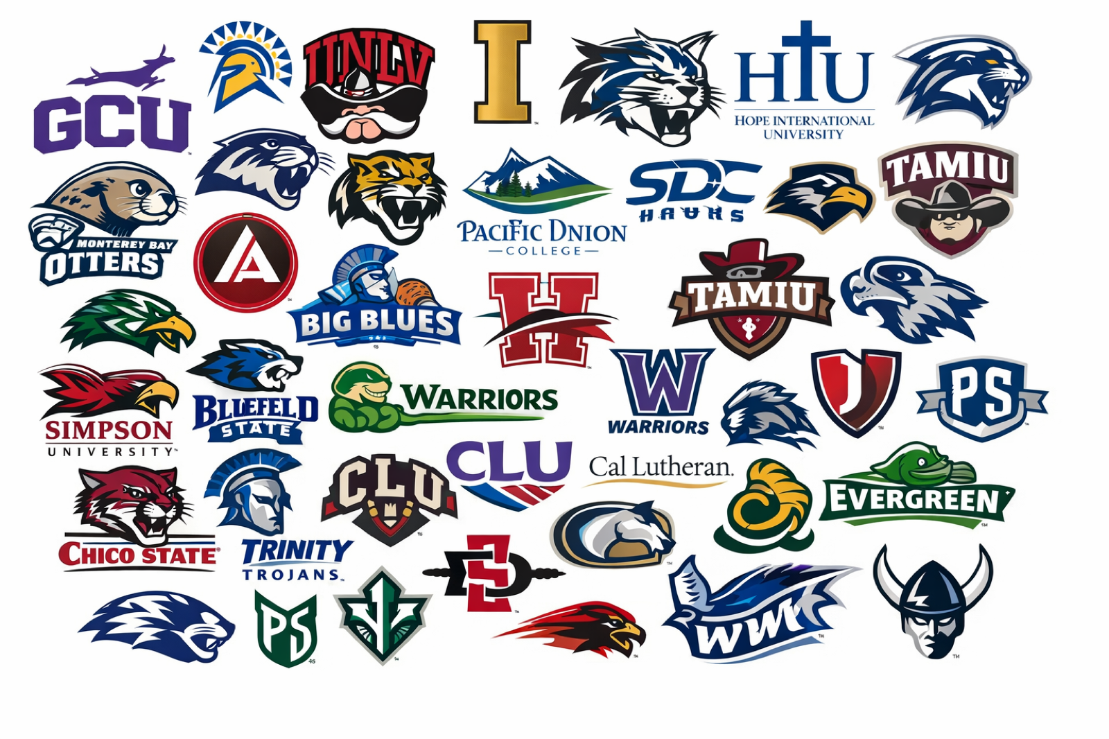 A collage of college programs connected to scholarship outcomes from Coach Julz's players